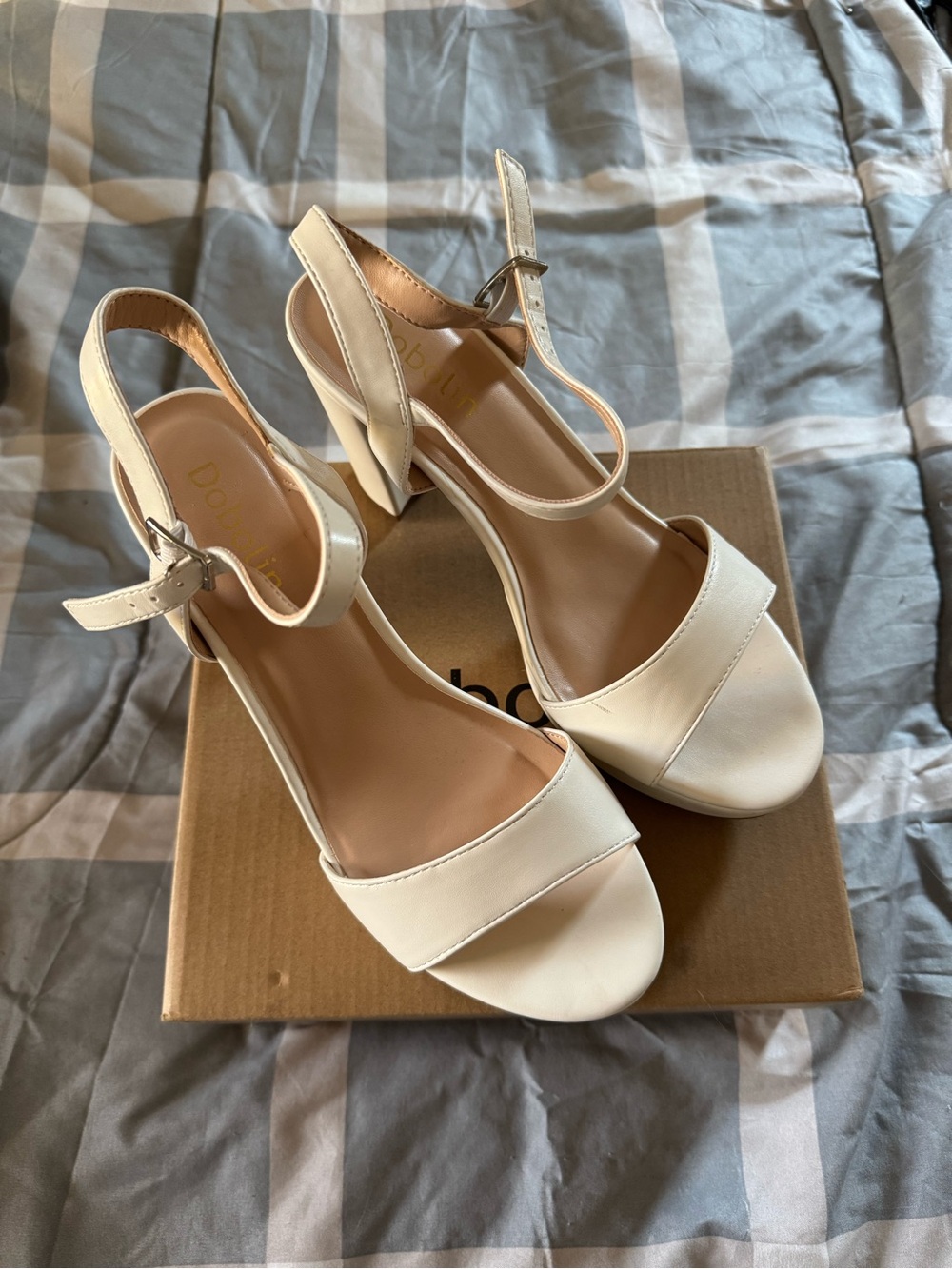Women’s Ankle-Strap White Heels